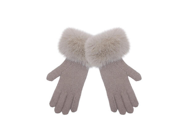 Vante m/pels kant beige Høst26 