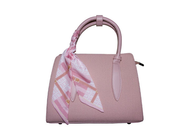 Veske m/skjerf og hank m/sølv tilbehør rosa 