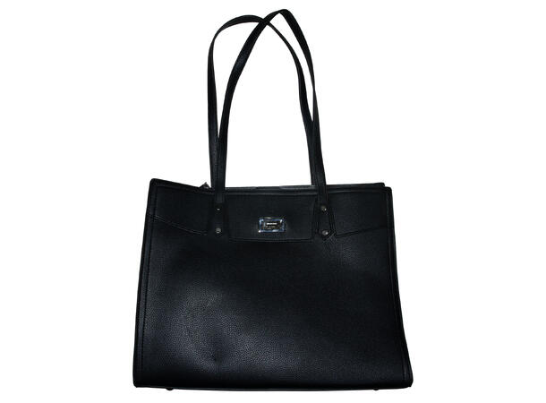 Veske stor m/lås front sort (sølv tilbehør) 