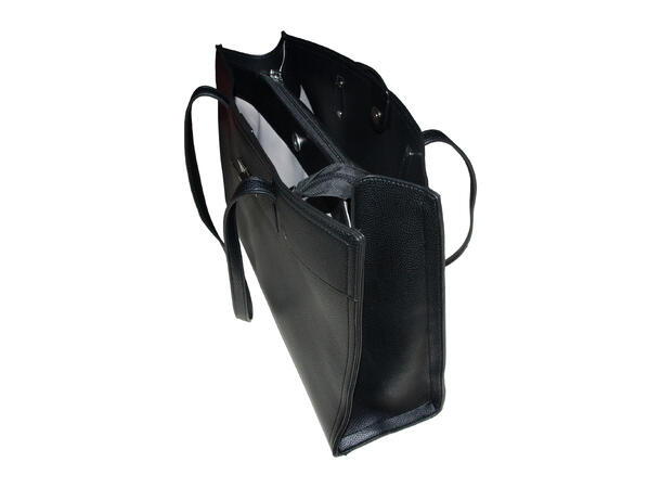 Veske stor m/lås front sort (sølv tilbehør) 