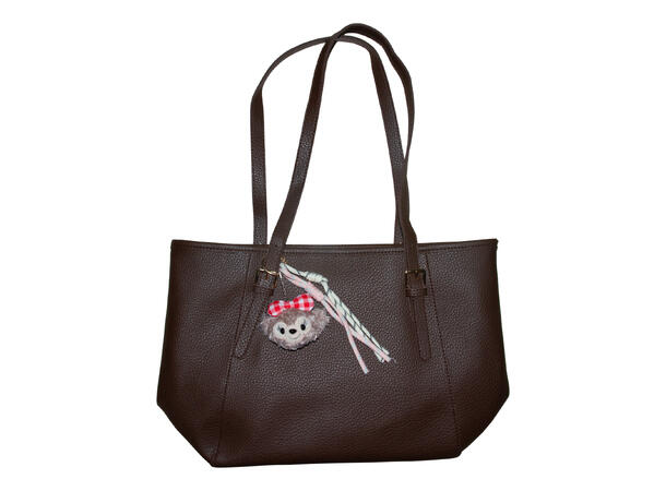 Veske stor m/stopper & gull tilbehør brun 