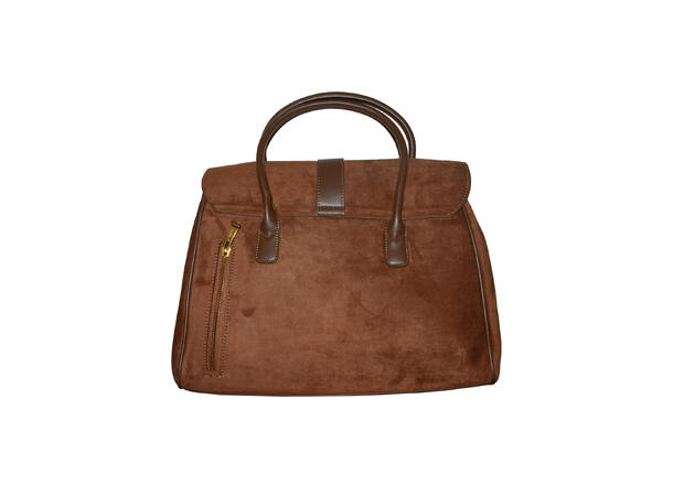 Veske velvet-look cognac Høst 26 