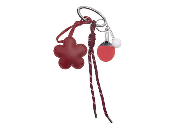 Veskepynt & Nøkkelring femkløver sølv trimmings rød 