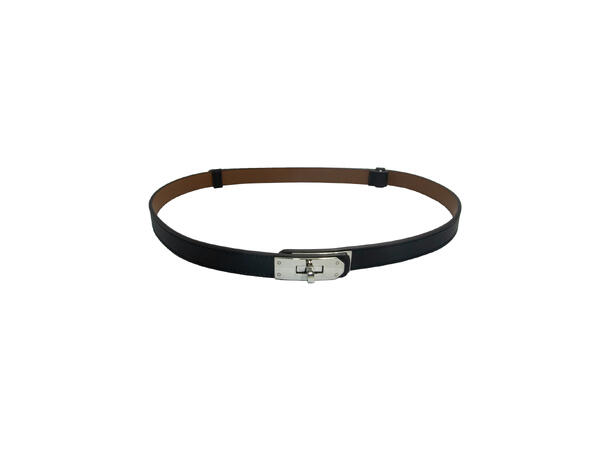 Belte 2cm m/justerbar sølvspenne sort strl 95 