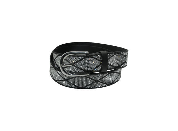 Belte 3cm m/strass allover sort 