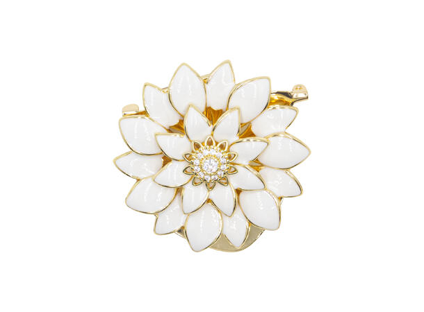 Brosje blomstehode hvit 
