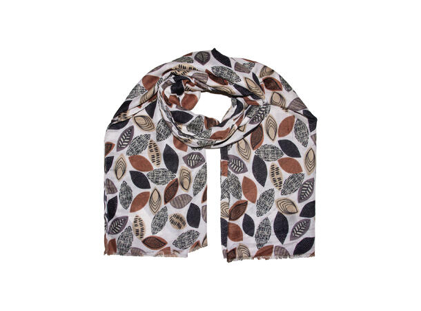 Dame skjerf m/blader 90x180 brun* 