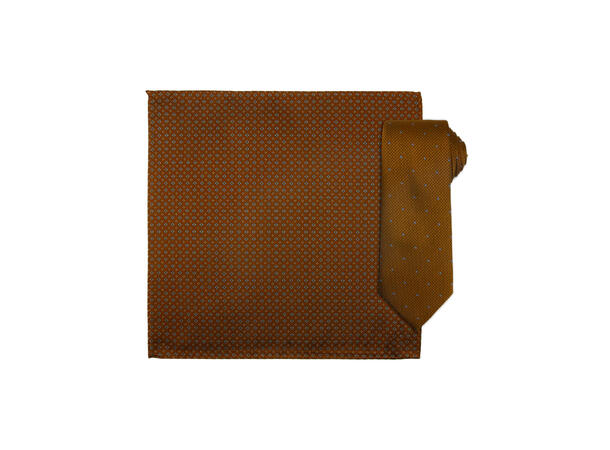 Santi 8cm silkeslips+lommetørkle* sett hengende cognac 