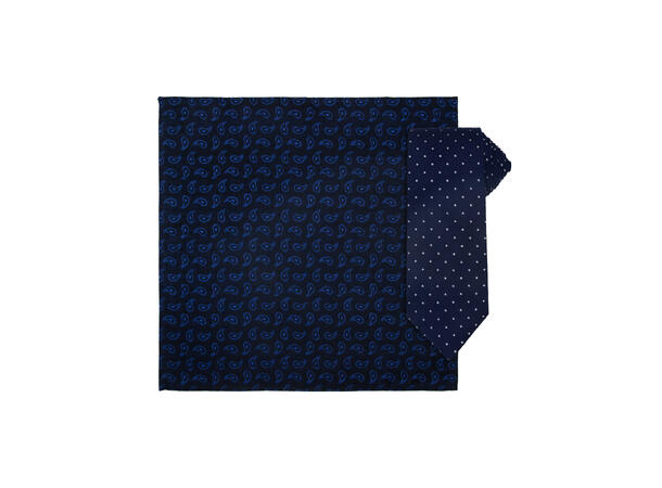 Santi 8cm silkeslips+lommetørkle mønster sett hengende blå 