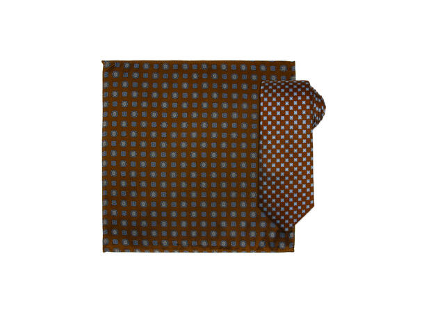 Santi 8cm silkeslips+lommetørkle sett hengende cognac 