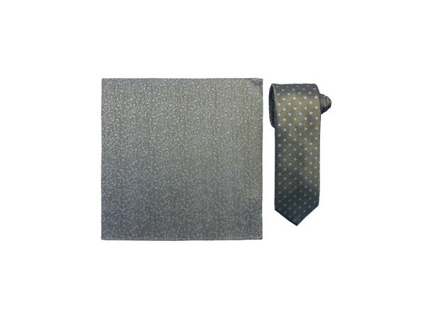 Santi silkeslips+lommetørkle mønstert* sett hengende grønn 