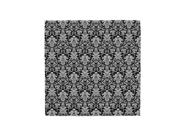 Santi silkeslips+lommetørkle mønstert sett hengende sort 