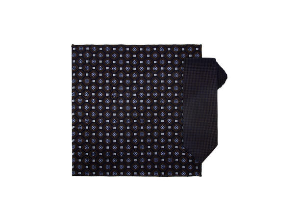 Santi silkeslips+lommetørkle mønstert sett hengende brun 