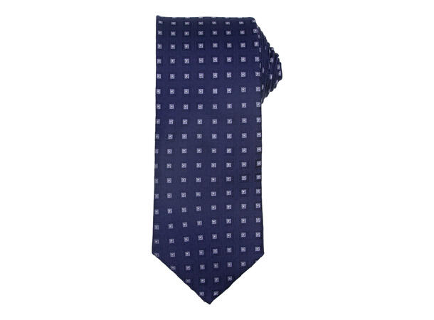 Santi silkeslips+lommetørkle mønstret sett hengende blå 