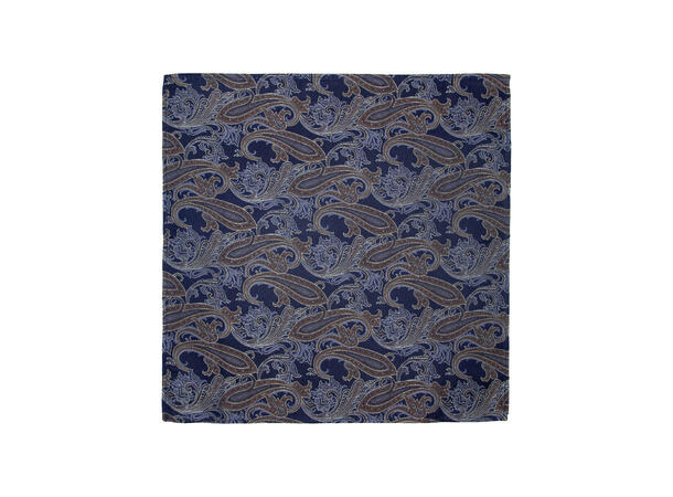 Santi silkeslips+lommetørkle mønstret sett hengende brun 