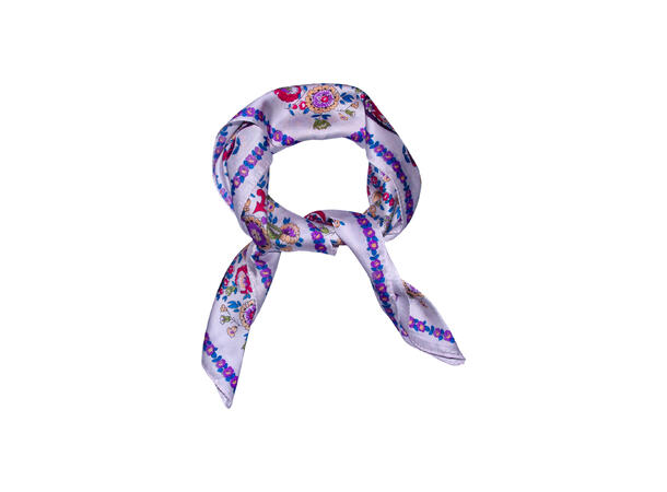 Skjerf "bunad-look" 70x70 lilla 