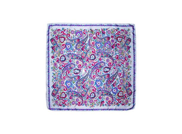 Skjerf "bunad-look" 70x70 lilla 