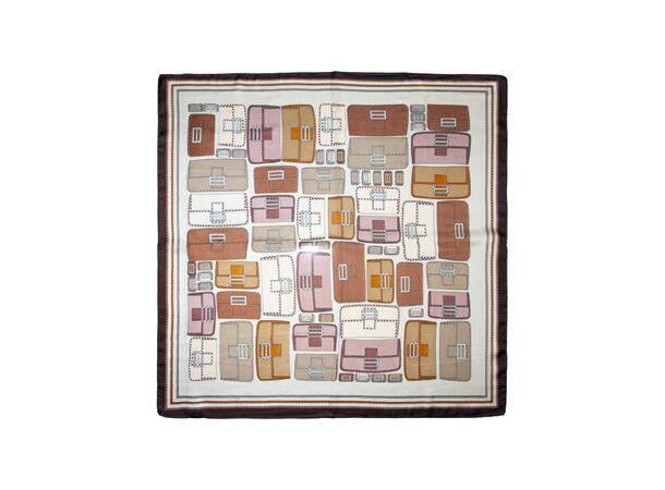 Skjerf "vesker" 70x70 beige 