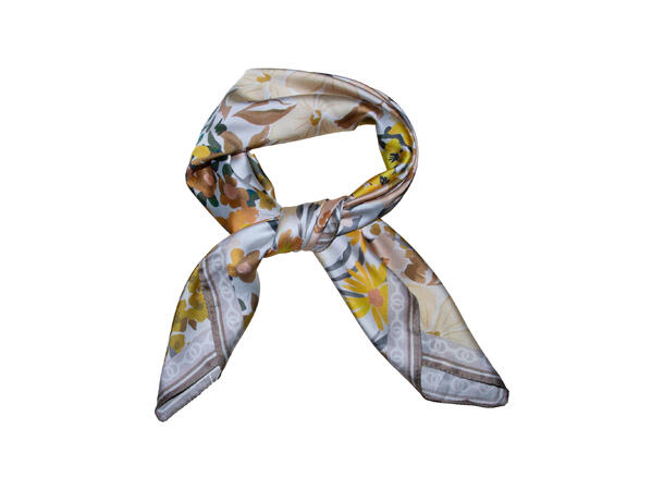 Skjerf blomstert 70x70 gul 