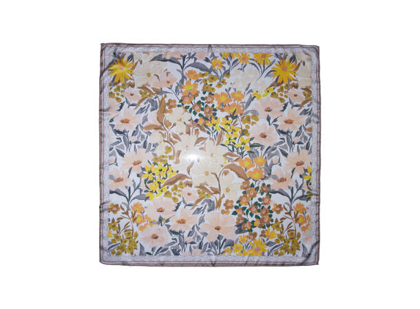 Skjerf blomstert 70x70 gul 
