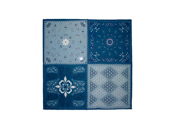 Skjerf flermønstert Ull 70x70 blå 