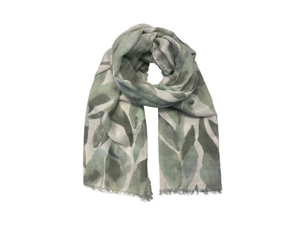 Skjerf med blomster 75x190 grønn 