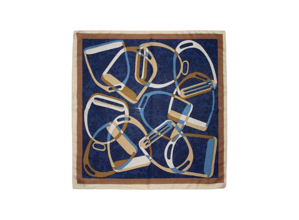 Skjerf mønstert 65x65 blå 