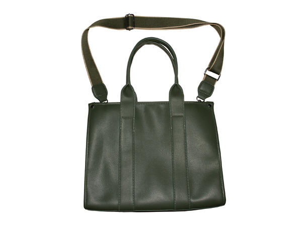 Veske m/bred skulderrem* m/sølv tilbehør grønn 