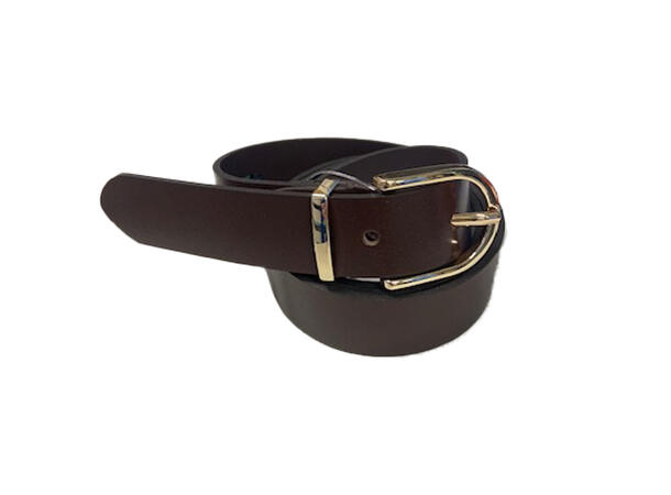 Belte 2,5cm jeans m/gull spenne og loop brun str. 85 