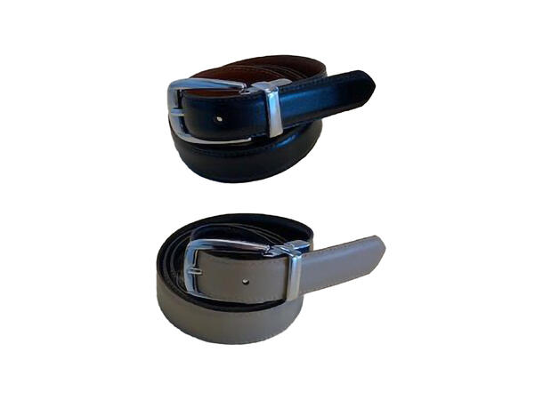 Belte 2,5cm vendbart spenne sort/taupe 