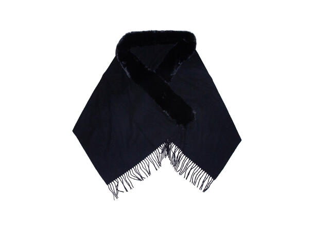 Dame skjerf 65x180cm m/fake fur sort Høst26 