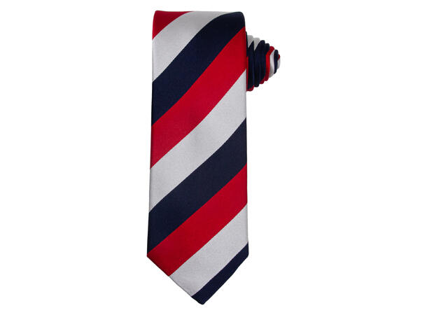 Santi Silkeslips 7,0cm bredd stripet rød/hvit/blått 