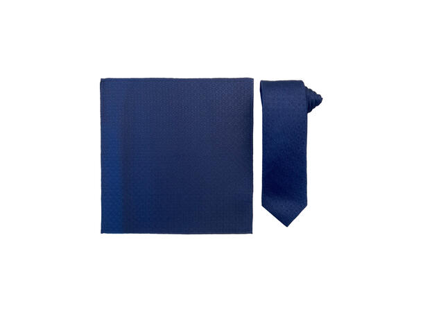 Santi silkeslips+lommetørkle mønstert* sett hengende navy 