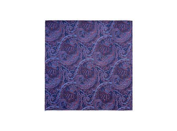 Santi silkeslips+lommetørkle mønstert sett hengende vinrød 