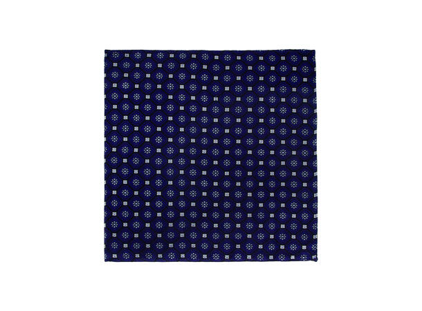 Santi silkeslips+lommetørkle mønstert sett hengende blå 