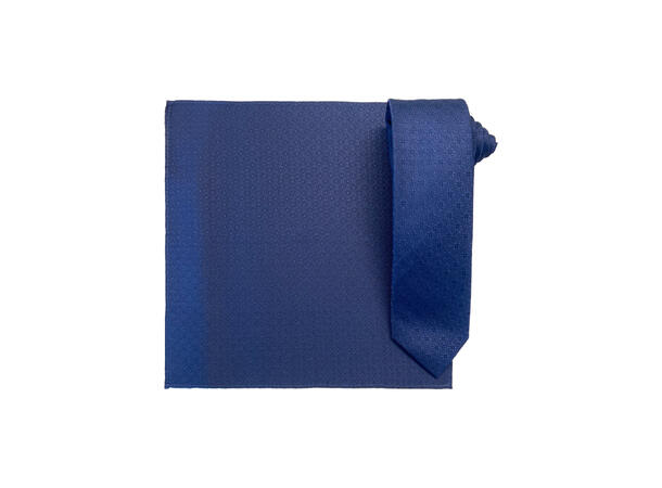 Santi silkeslips+lommetørkle mønstert sett hengende navy 