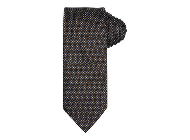 Santi silkeslips+lommetørkle mønstret* sett hengende brun 