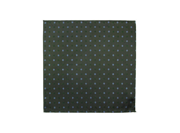 Santi silkeslips+lommetørkle mønstret sett hengende grønn 