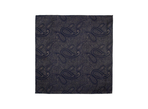 Santi silkeslips+lommetørkle mønstret sett hengende navy 