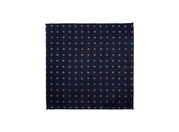 Santi silkeslips+lommetørkle mønstret sett hengende rød/navy 