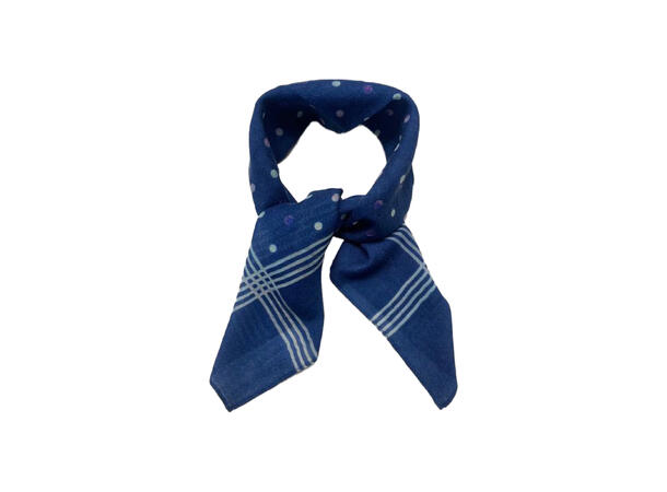 Skjerf Herre ull 65x65 prikket blå 