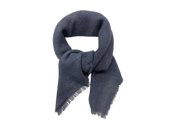 Skjerf ensfarget ull 85x85 blå Høst26 