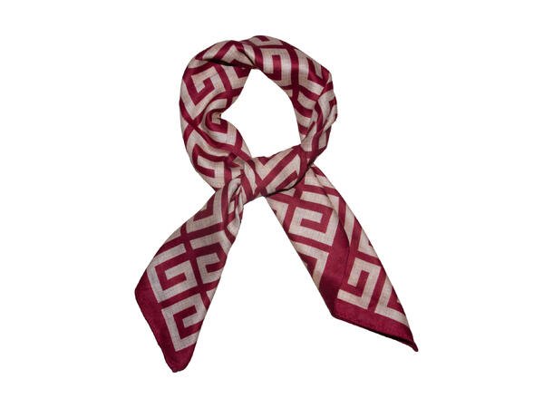 Skjerf m/mønster 65x65 vinrød 