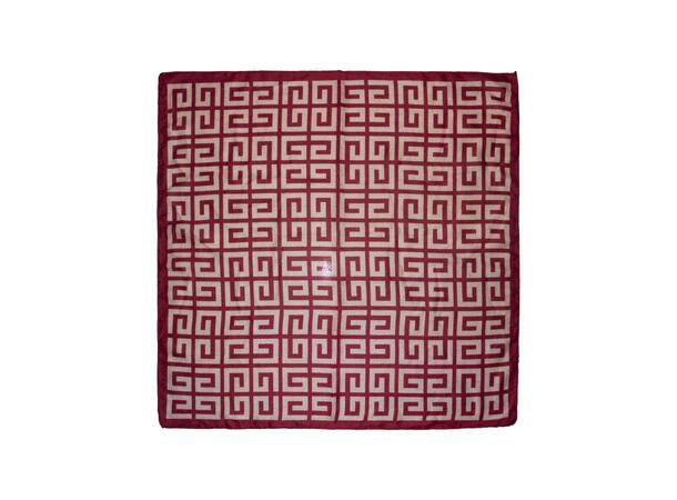 Skjerf m/mønster 65x65 vinrød 