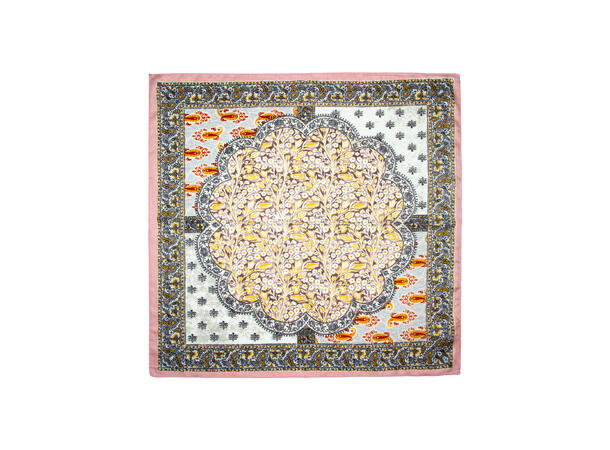 Skjerf m/paisley 65x65 rosa 