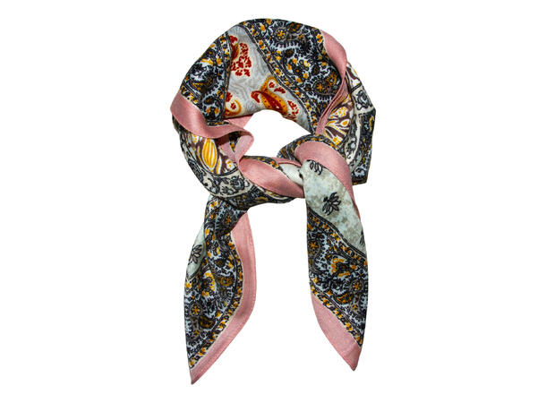 Skjerf m/paisley 65x65 rosa 