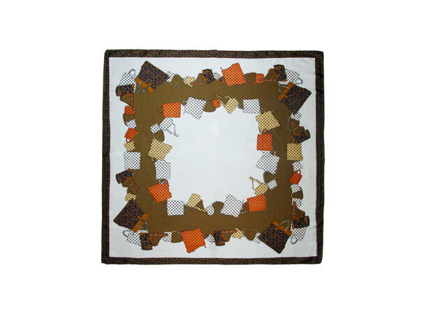 Skjerf m/vesker og dyreprint 70x70 grønn 