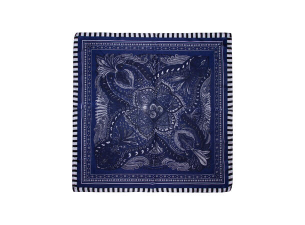 Skjerf mønstert 70x70 blå 