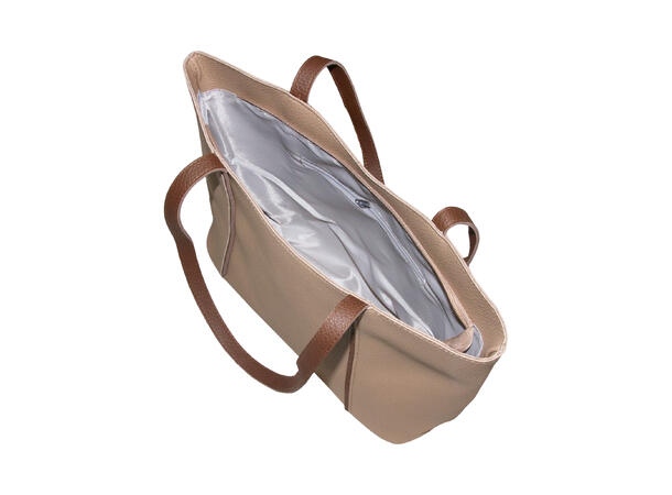 Veske m/hank og skjerf* m/sølv tilbehør beige 