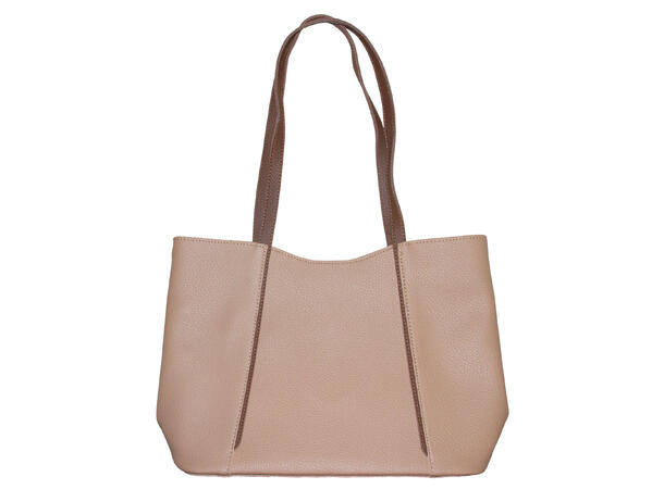 Veske m/hank og skjerf m/sølv tilbehør beige 